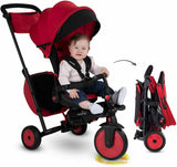 STR7 J 7 in 1 Kids Compact Folding Stroller Trike Red